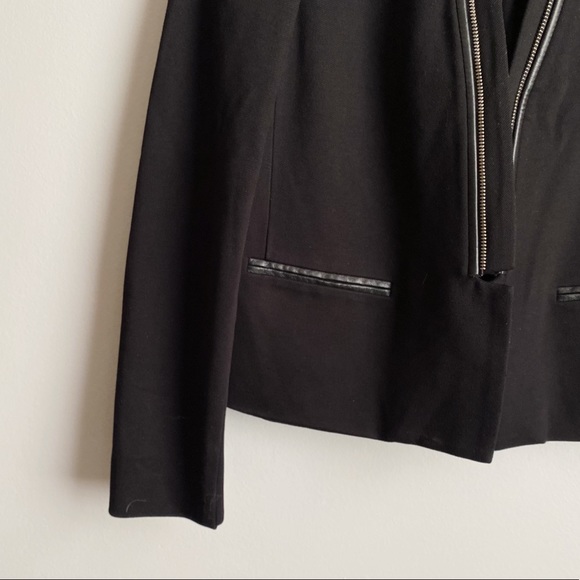 Rebecca Taylor Twill and Leather Tuxedo Blazer in Black - Picture 5 of 7